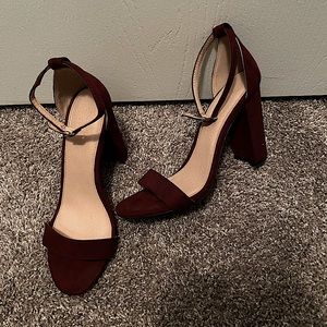 Chunky ankle strap heel